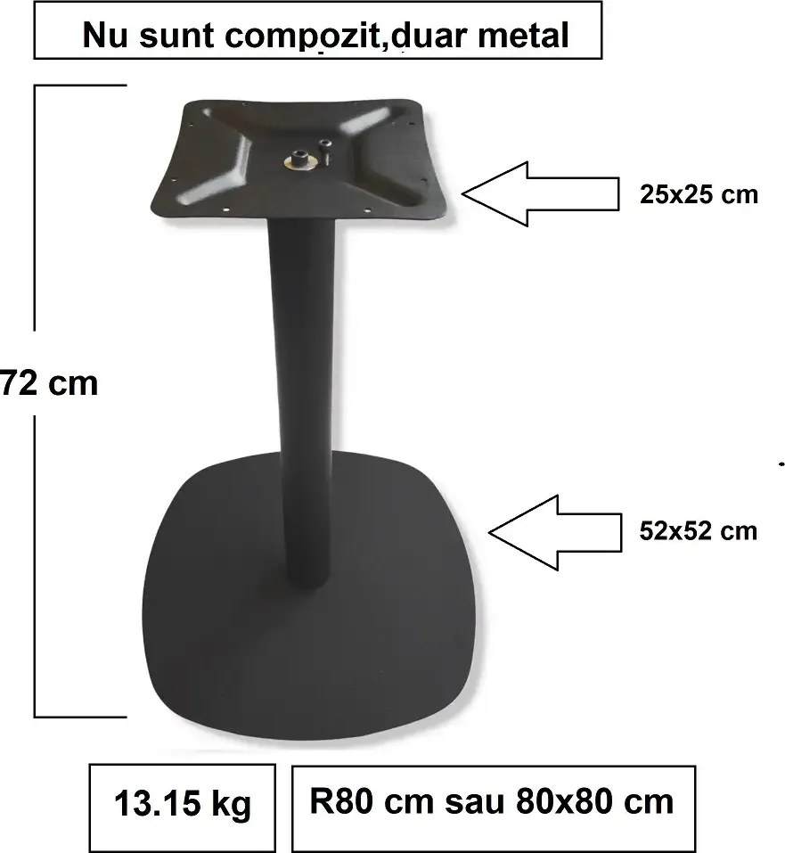 Masa din MDF, patrata texturata, Homs, nuc-negru, 80x80x75 cm, A0110