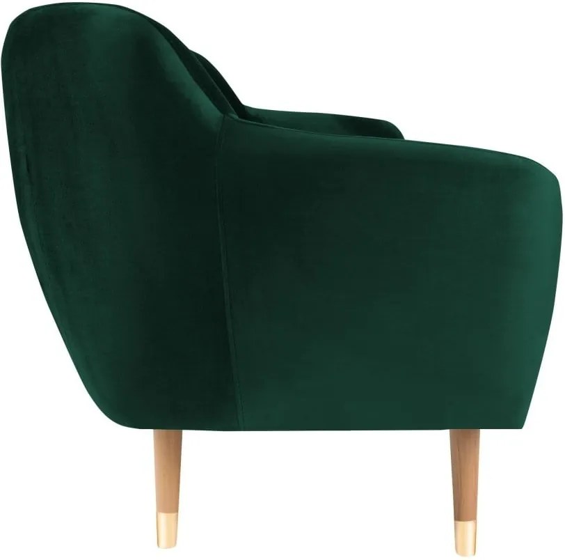 Canapea cu tapițerie din catifea Mazzini Sofas Benito, verde închis, 188 cm