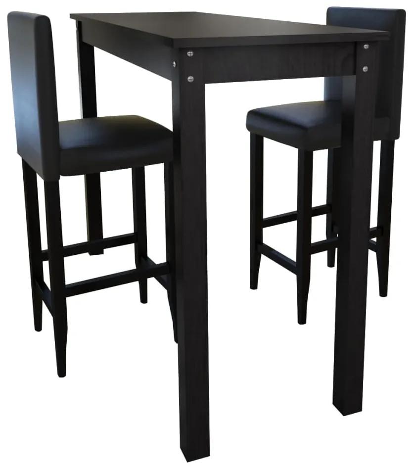 160727 vidaXL Masă de bar cu 2 scaune de bar negre