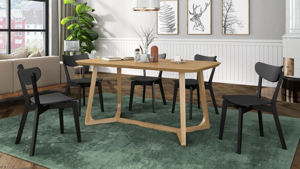 MAZZONI EXPORT ROXY Negru - SCAUN DE LEMN PENTRU SALON SUFRAGERIE BUCĂTĂRIE RETRO