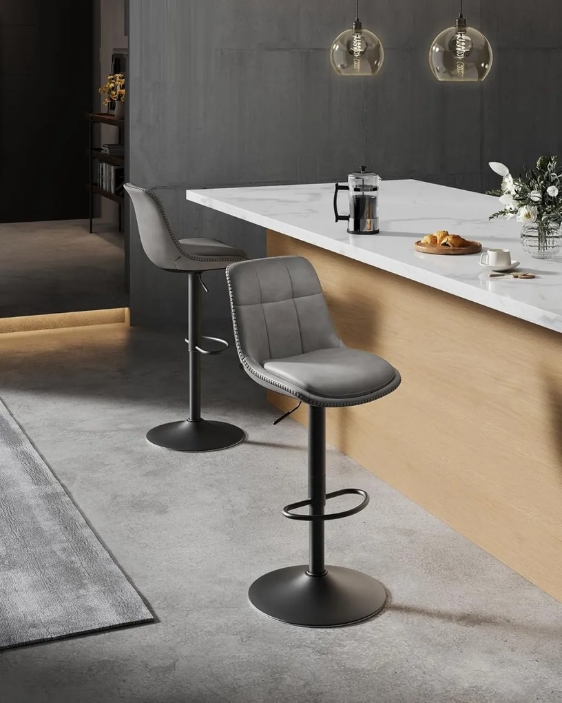 SCB3 - Set 2x Scaune Bar Negre / Maro / Gri / Verde - Piele ecologica