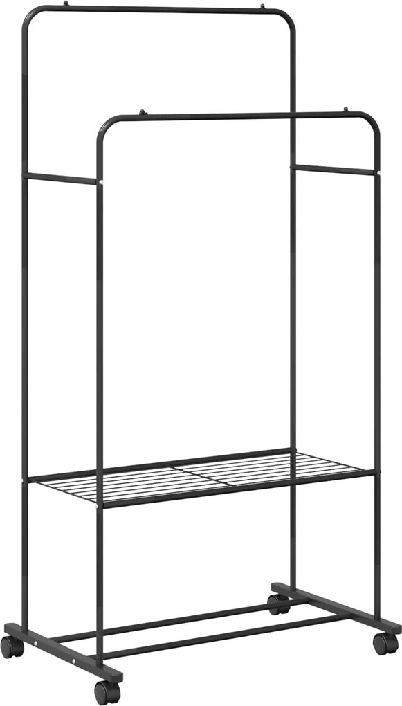 vidaXL Suport pentru Hârtie cu raft cu roata Negru 80 x 53 x 156 cm