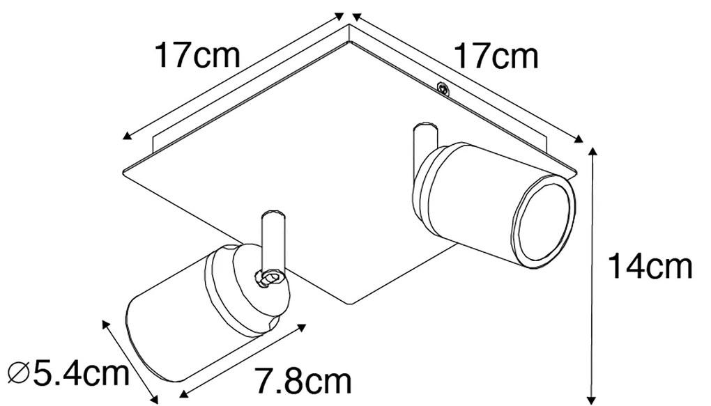 Spotlight inteligent pentru baie negru pătrat IP44 inclusiv 2 Wifi GU10 - Ducha