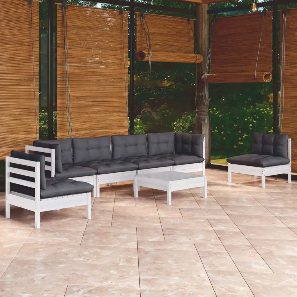 vidaXL Set mobilier grădină cu perne, 7 piese, lemn masiv de pin