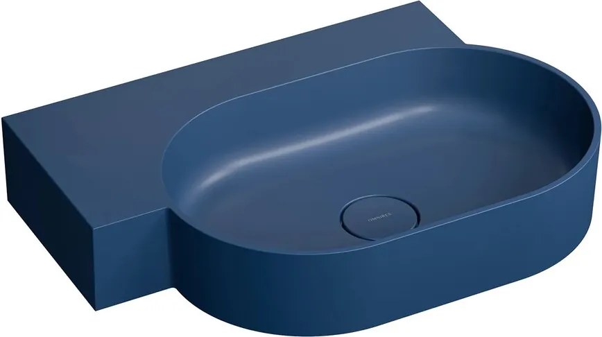 Lavoar suspendat Omnires Ovo M+ finisaj albastru inchis mat 64.5 cm stanga