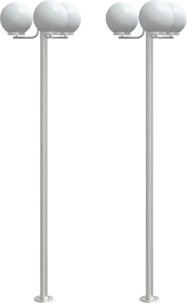 vidaXL Lămpi exterioare de podea 2 buc argintiu 215 cm oțel inoxidabil