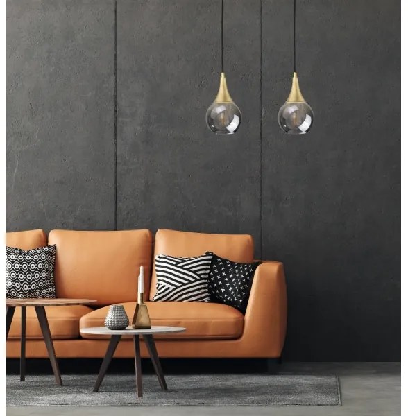 Lustră pe cablu LACRIMA SMOKY 2xE27/60W/230V