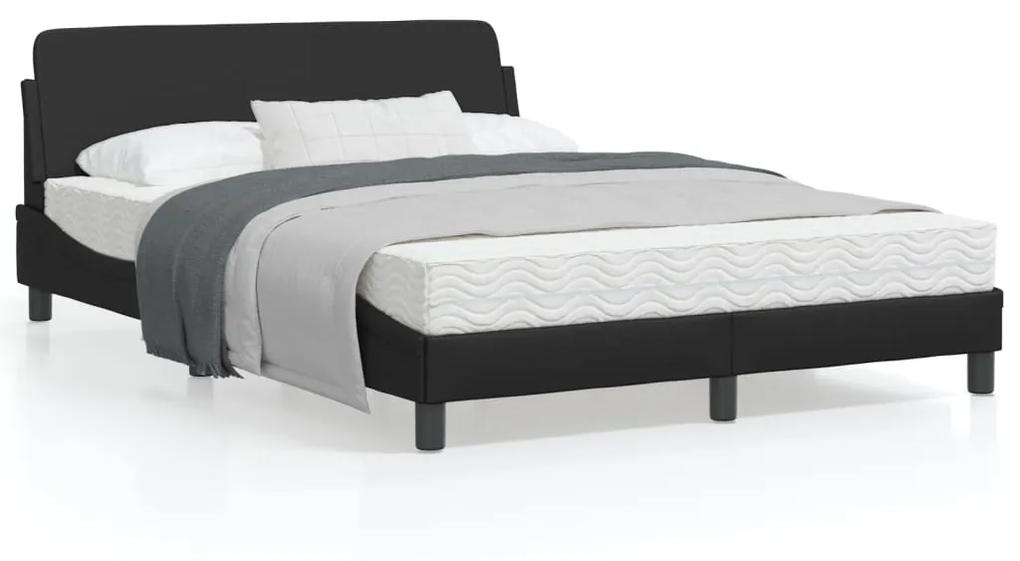 373178 vidaXL Cadru de pat cu tăblie, negru, 140x190 cm, piele ecologică