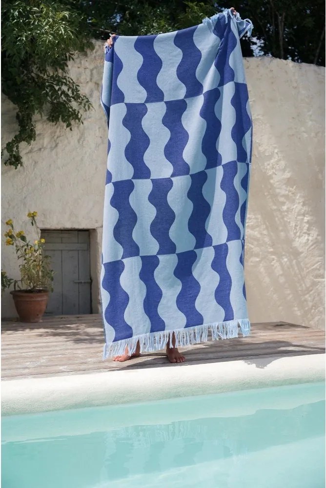 Prosop de plajă albastru din bumbac 100x160 cm Nugo – noo.ma