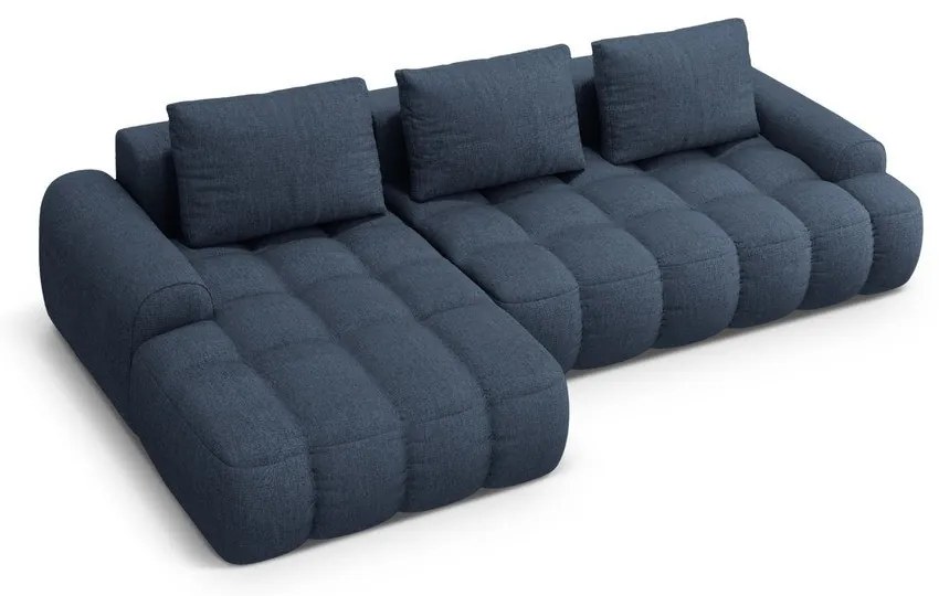 Colțar albastru închis extensibil/cu spațiu de depozitare (cu colț pe partea stângă/cu șezlong) Linz – Cosmopolitan Design