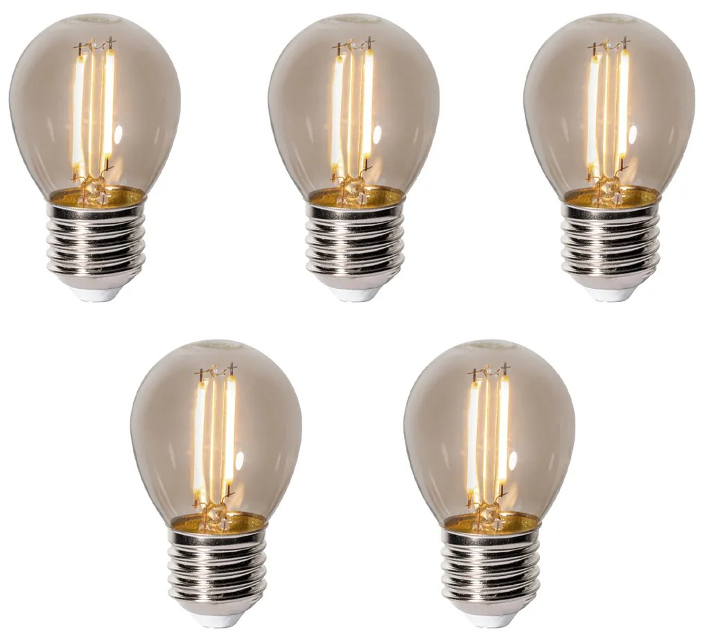 Set 5 becuri E27 dimbare LED lamp P45 smoke 3W 250 lm 2200K