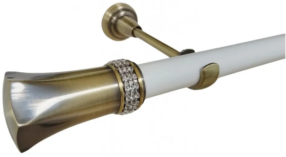 Galerie simpla fara inele PLUTON CRYSTAL /25 - alb/aur antic (Alege marime: 200 cm)