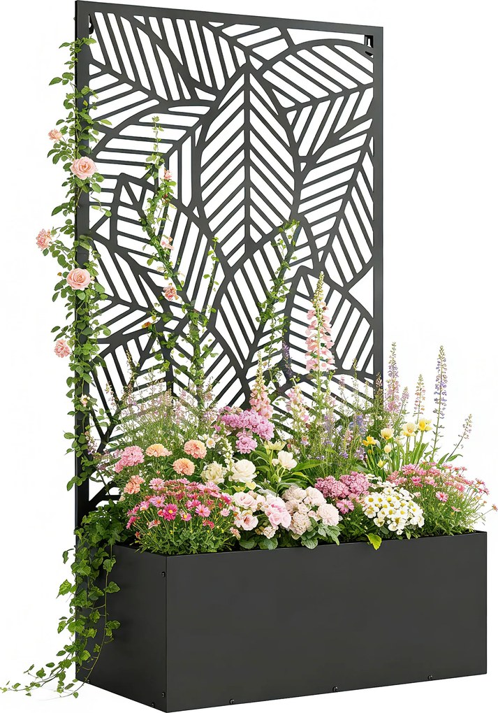 Outsunny Pat înălțat din metal cu spalier pentru plante cățărătoare, independent sau pentru montare pe perete | Aosom Romania