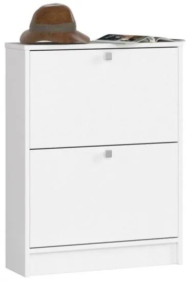 Dulap depozitat incaltaminte, pantofar, placa laminata, 2 sertare, alb, 60x20x80 cm