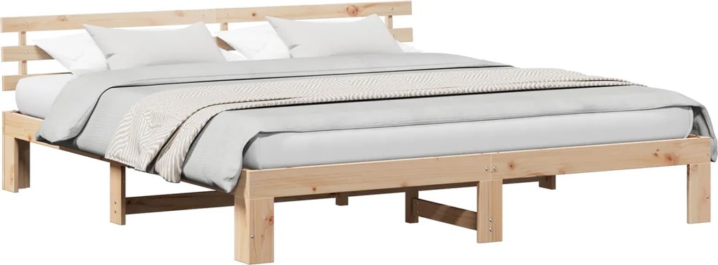 vidaXL Cadru de pat natural 200 x 200 cm Lemn de pin masiv