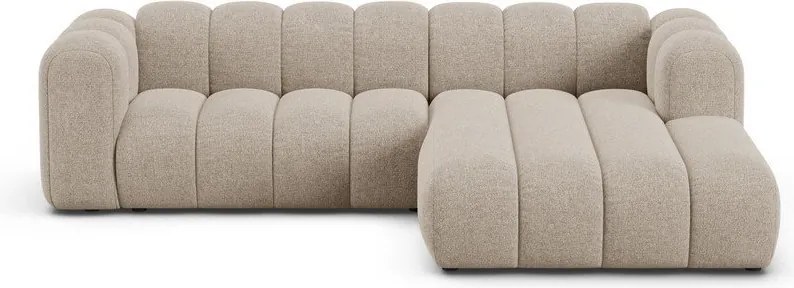 Colțar bej cu tapițerie din chenille (cu colț pe partea dreaptă/cu șezlong) Lupine – Micadoni