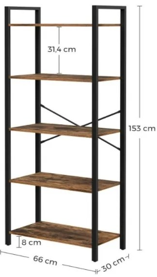 Bibliotecă NAVARO maro/negru