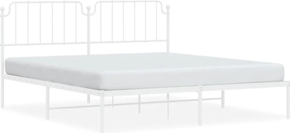 vidaXL Cadru de pat metalic cu tăblie, alb, 160x200 cm