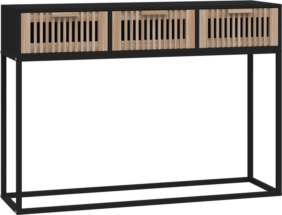 vidaXL Masă consolă, negru, 105x30x75 cm, lemn prelucrat și fier