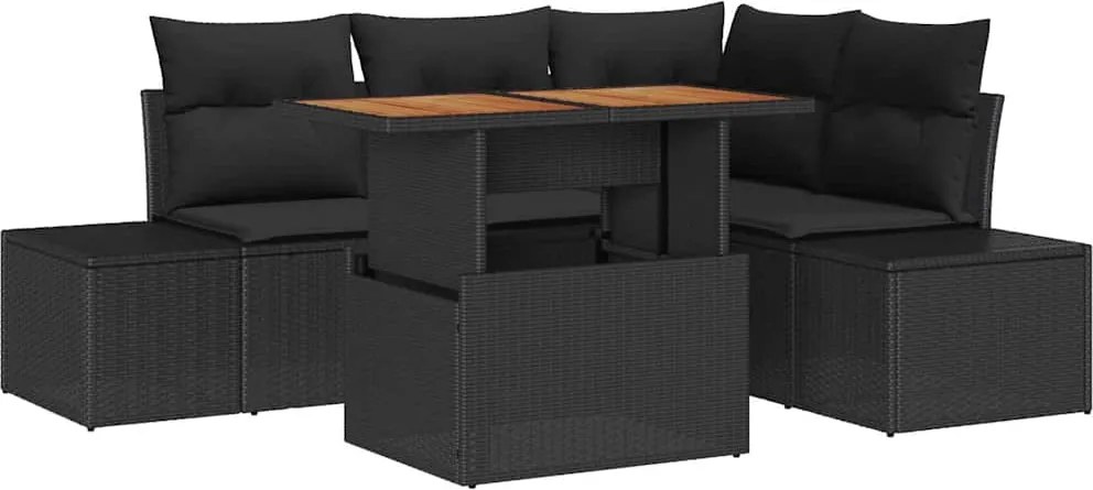 vidaXL Set de canapele pentru grădină 5 pcs Negru Rattan poli
