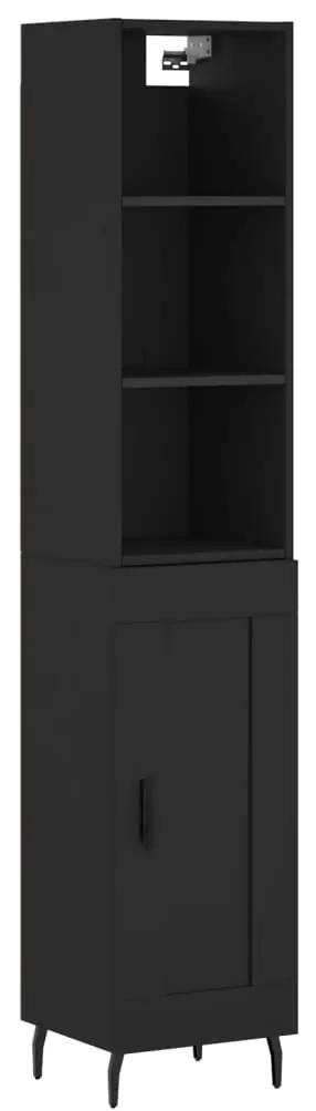 3190102 vidaXL Dulap înalt, negru, 34,5x34x180 cm, lemn prelucrat