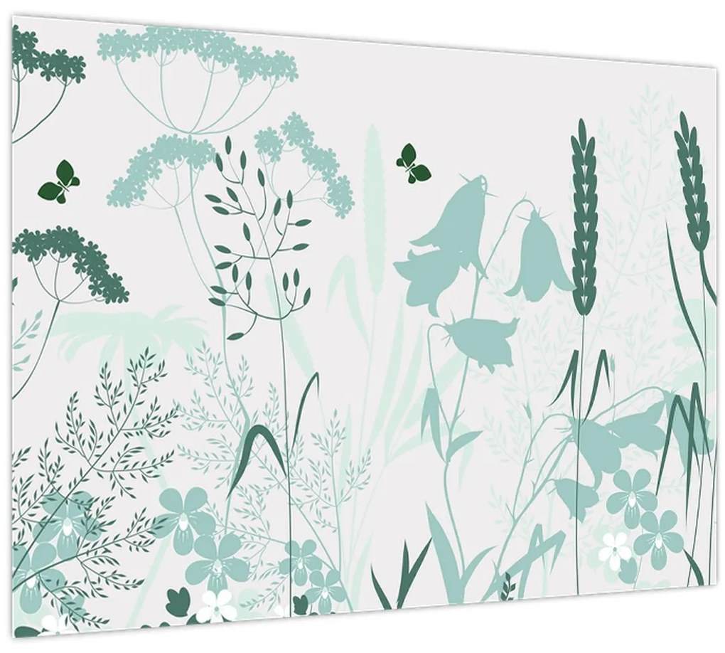 Tablou pe sticlă - Vector pajiște (70x50 cm)