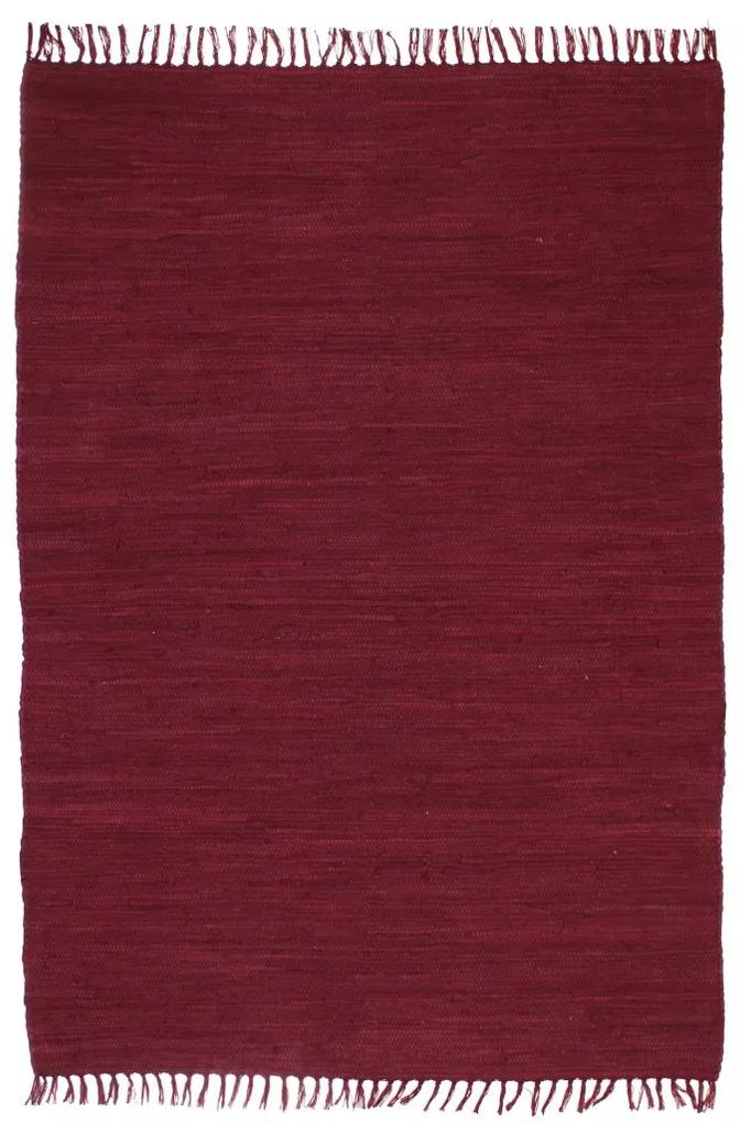 vidaXL Covor chindi țesut manual, bumbac, 80 x 160 cm, roșu burgund