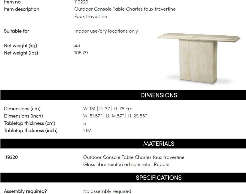 Consola design LUX pentru Exterior, Charles