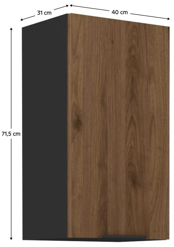 Dulap superior de bucătărie Monzesa 40 G 72 1F (nuc okapi + negru) . 1096964