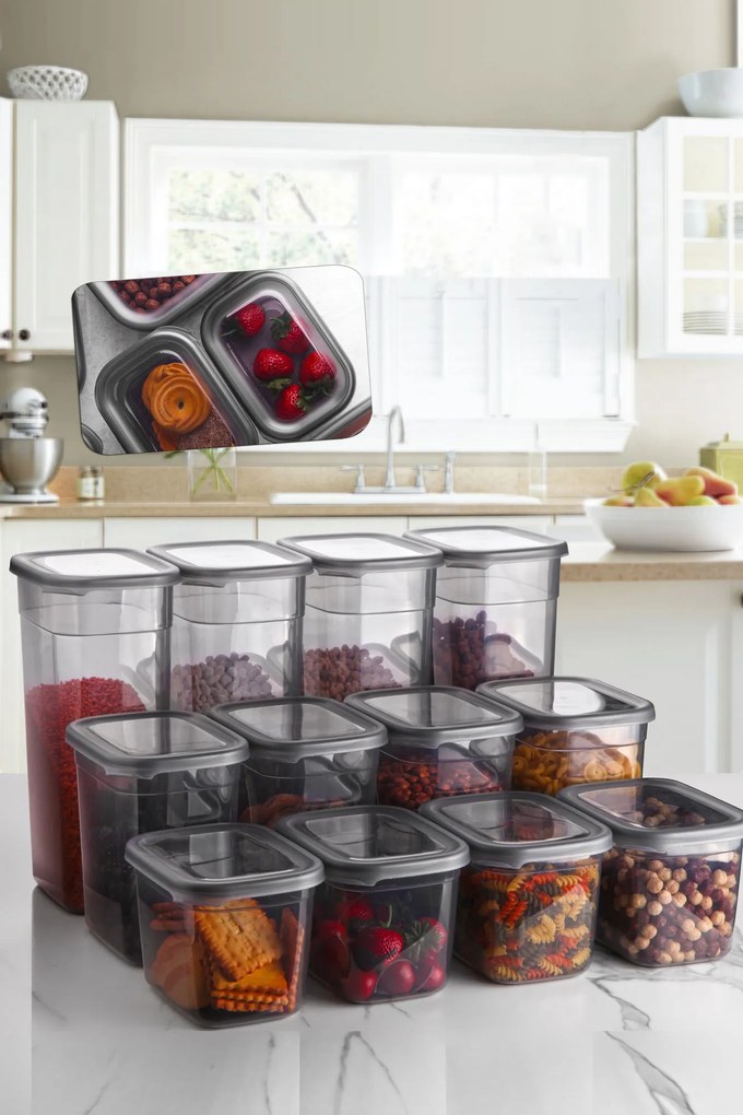 Set cutii de depozitare (12 piese), Hermia, Culoare: Antracit