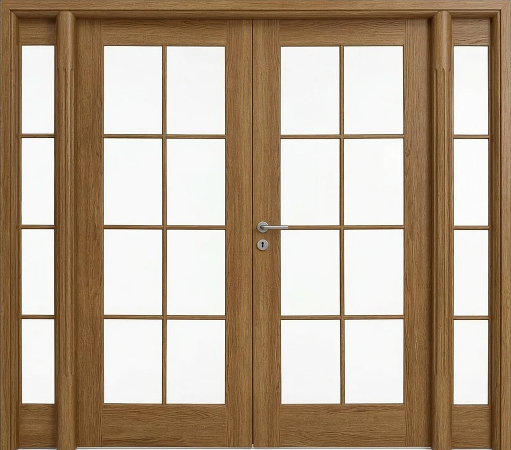 Usa de interior dubla cu pui   luminator lateral - VINTAGE 5.4 Clara, 260-350 mm, Stejar, Folie Decor