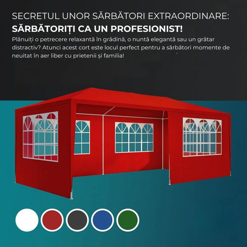 Cort de petrecere NEAPOL, 3x6m, roșu Jurhan