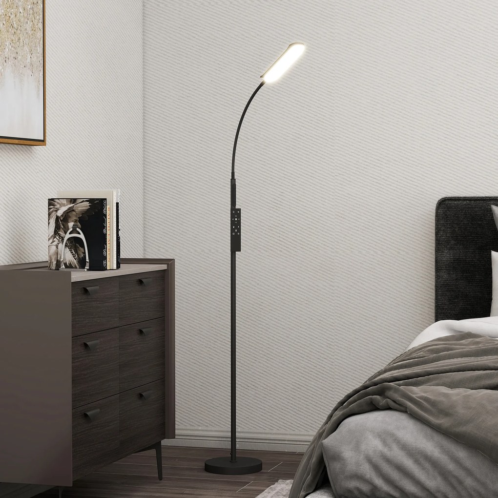 HOMCOM Lampadar de podea de salon cu telecomandă, control tactil, temperatură culori și luminiozitate reglabile, negru | Aosom Romania