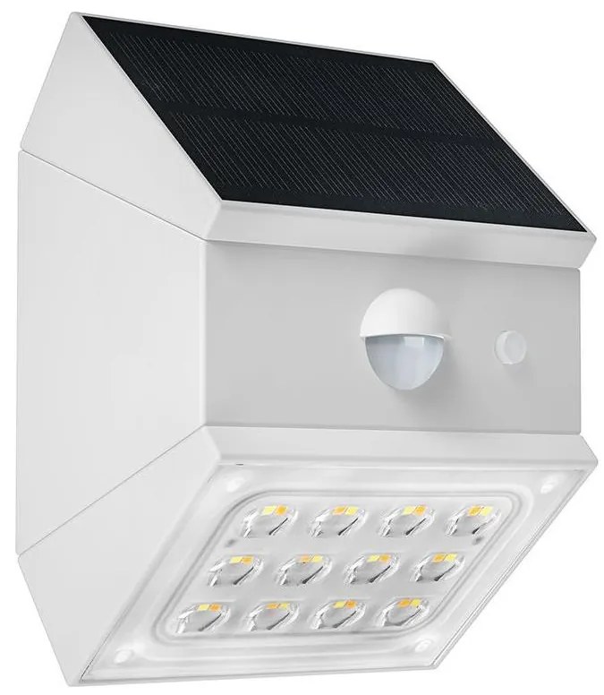 Lampă solară LED de perete cu senzor, 2,5W/3,7V, IP65, 1200 mAh, albă