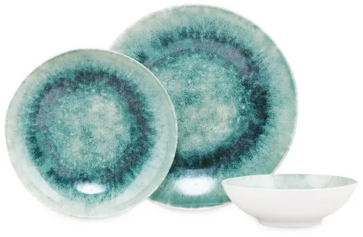 Set de veselă din porțelan, 18 piese, albastru