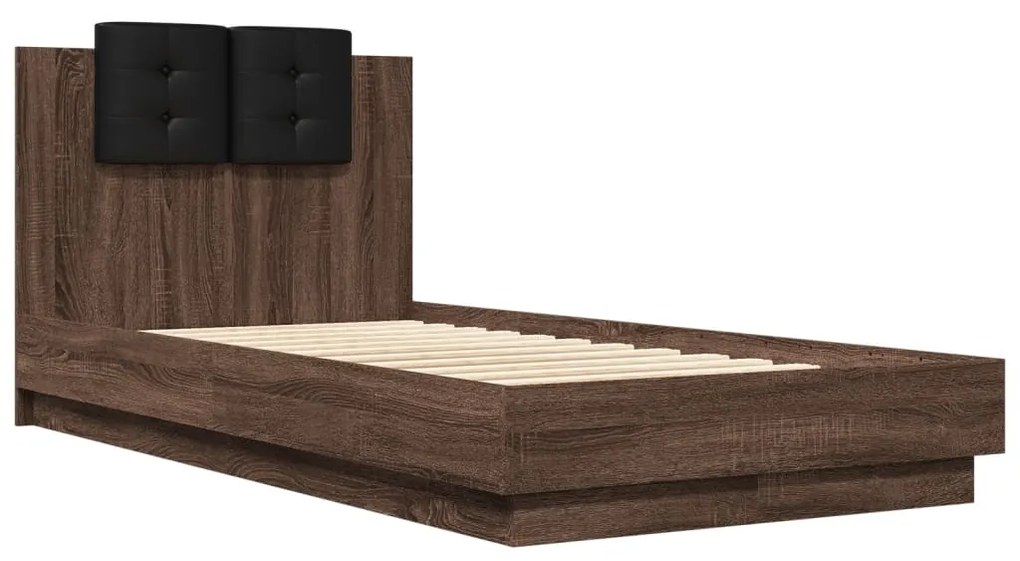 3209981 vidaXL Cadru de pat cu tăblie stejar maro 75x190 cm lemn prelucrat