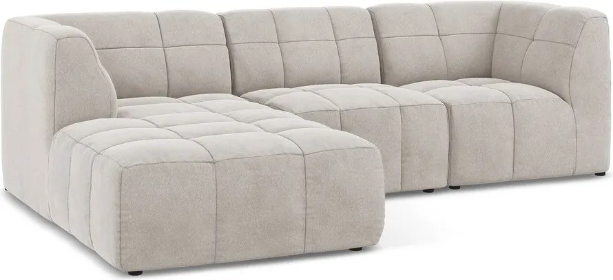 Colțar bej cu tapițerie din catifea (cu colț pe partea stângă/cu șezlong) Aloha – Makamii