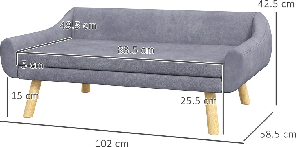 PawHut Canapea pentru câine design scandinav pernă moale detașabilă material catifea aspect lemn masiv | Aosom Romania