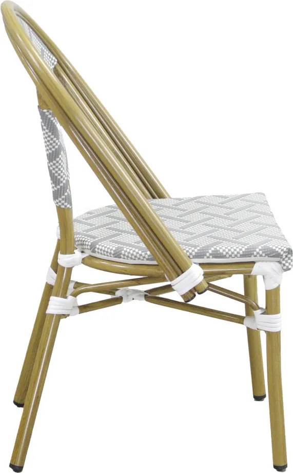 Scaun Lauria, aluminiu/textil, alb, gri, cadru cu efect de bambus