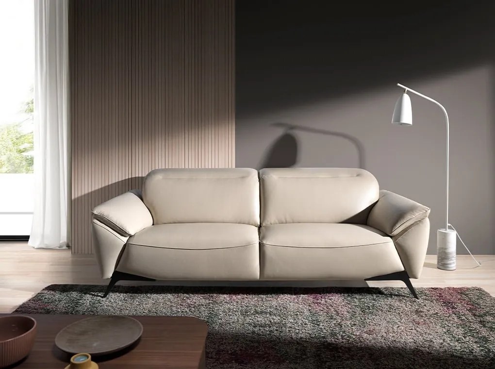 Canapea 3 locuri eleganta, design italian Cowhide leather taupe grey