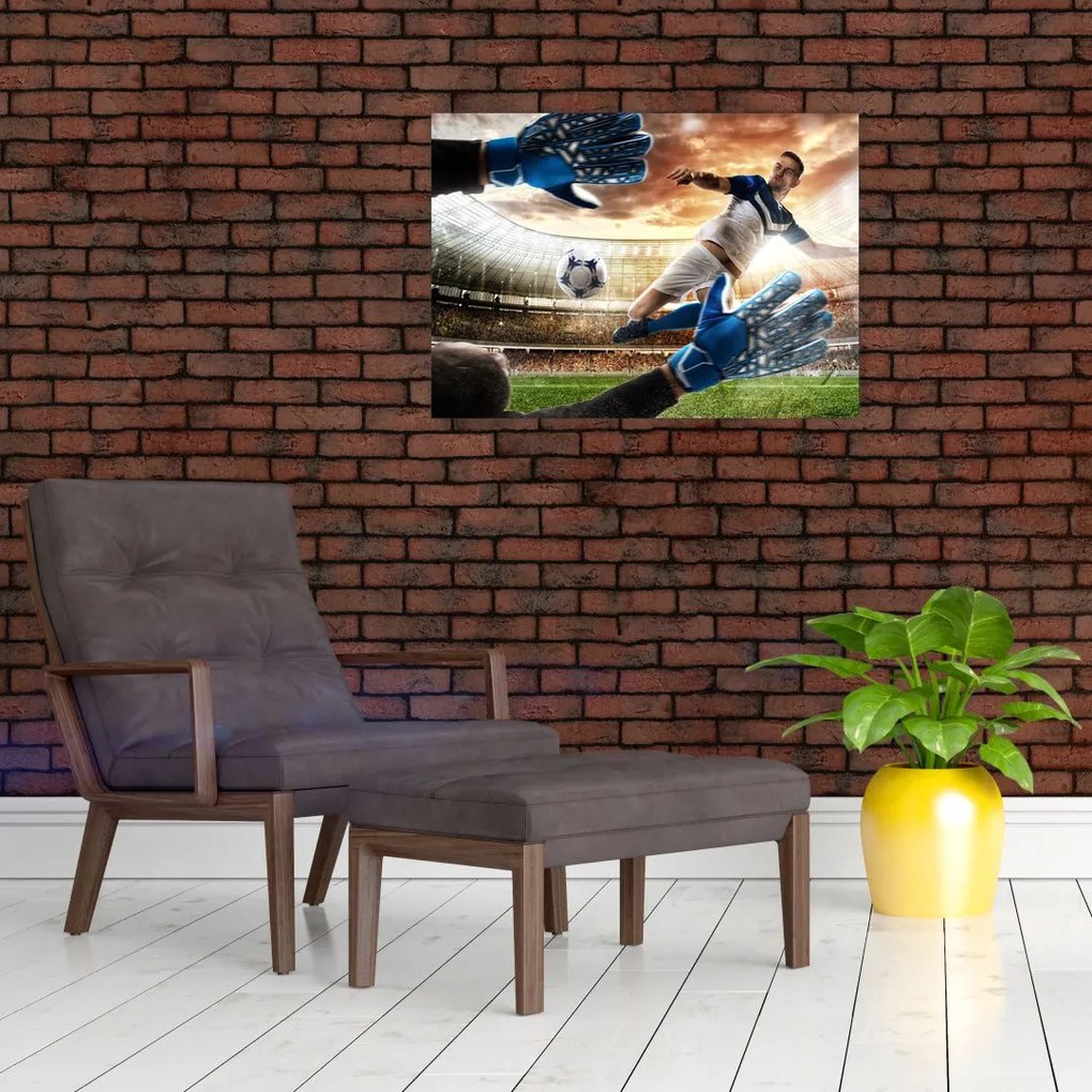Tablou pe sticlă - Fotbalist (70x50 cm)
