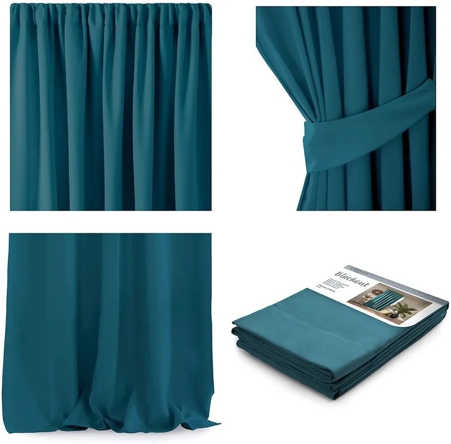 Draperie AmeliaHome Pleat, 140 x 270 cm, albastru