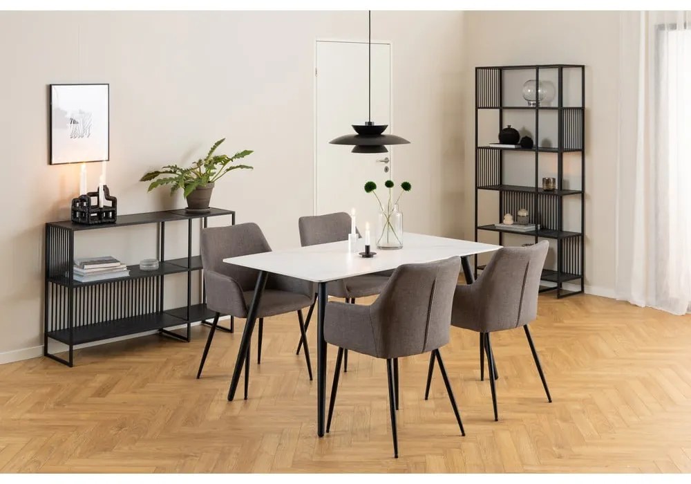 Bibliotecă neagră cu aspect de piatră 120x83 cm Strington – Actona