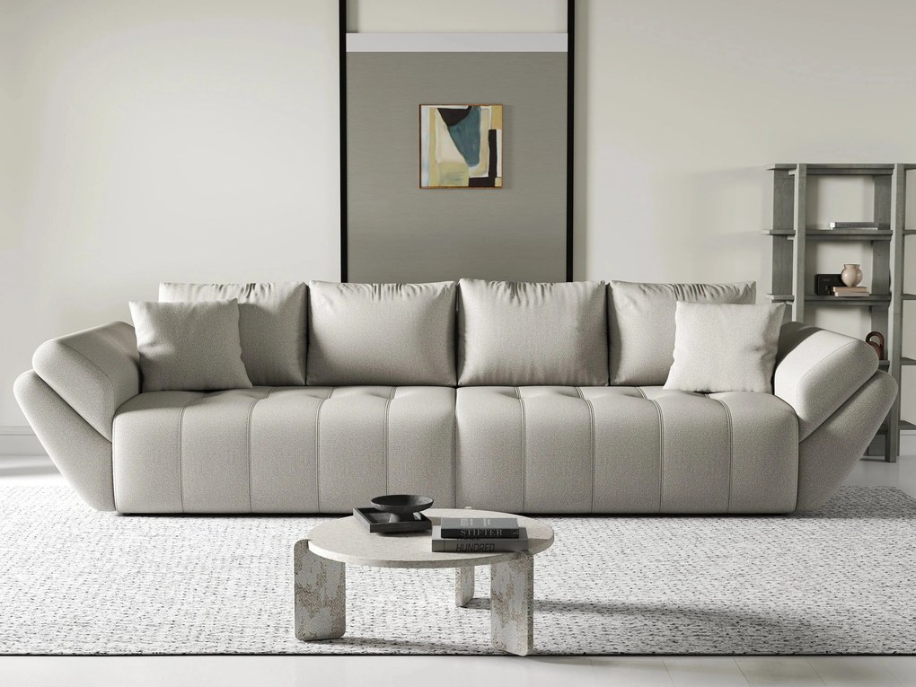 Canapea extensibilă dumonde cu ladă de depozitare si sezut confortabil din spuma high-density, Berlin Enjoy Beige 300x100 cm