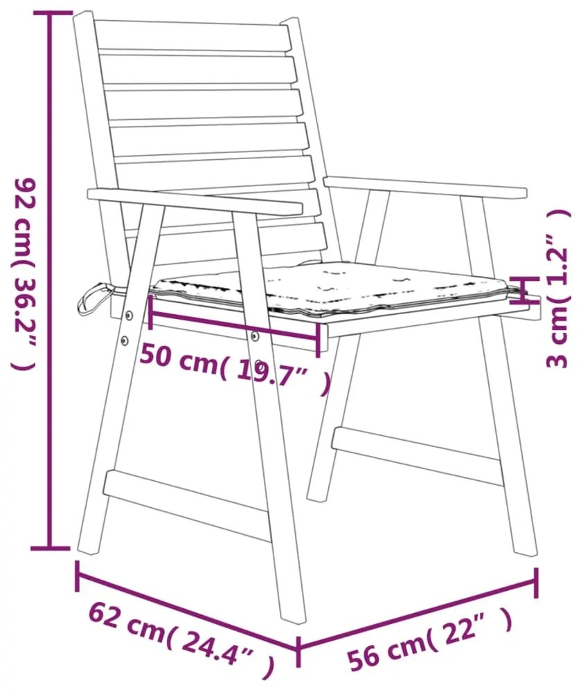 Scaune de exterior cu perne, 4 buc., lemn masiv acacia 4, model gri carouri