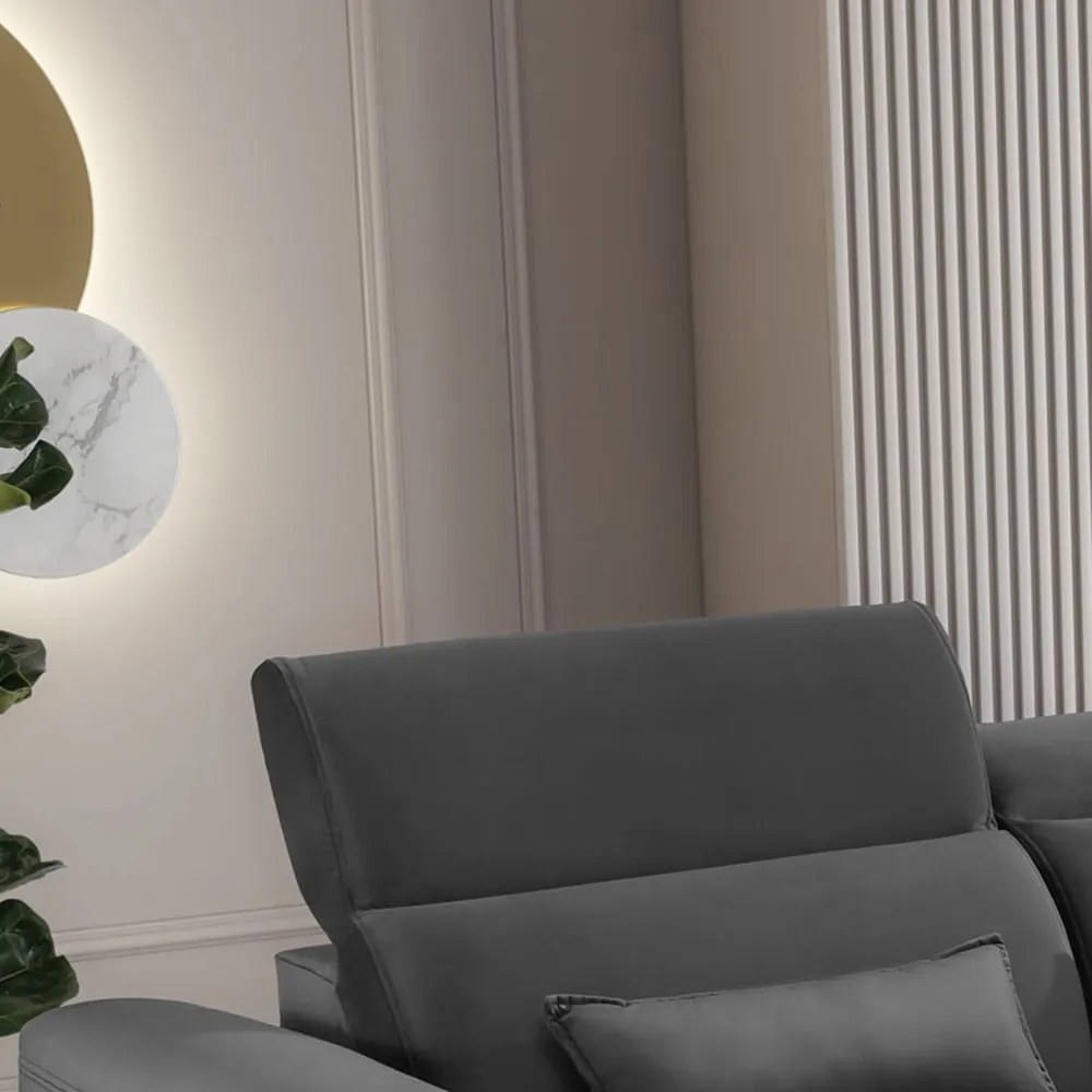 Colțar gri închis extensibil/cu spațiu de depozitare cu tapițerie din catifea (cu colț pe partea dreaptă/cu șezlong) Foble – ELTAP