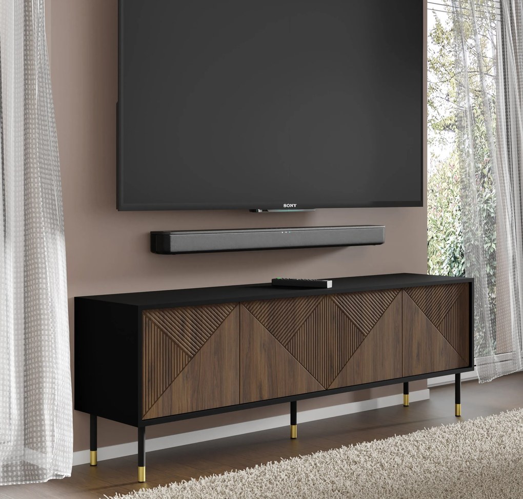 Masă TV IV 4D 180 Wenty (Negru + Stejar catania + Auriu). 1125167