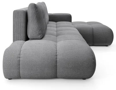 Colțar extensibil tapițat ALMADA, cu spațiu de depozitare, formă L, pe partea dreaptă, gri