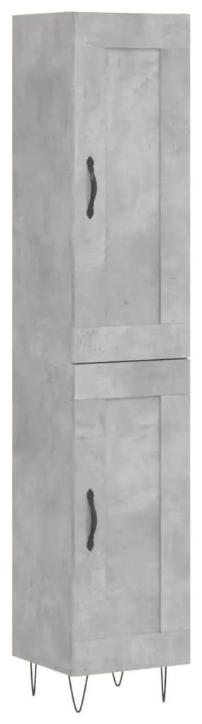 3200485 vidaXL Dulap înalt, gri beton, 34,5x34x180 cm, lemn prelucrat
