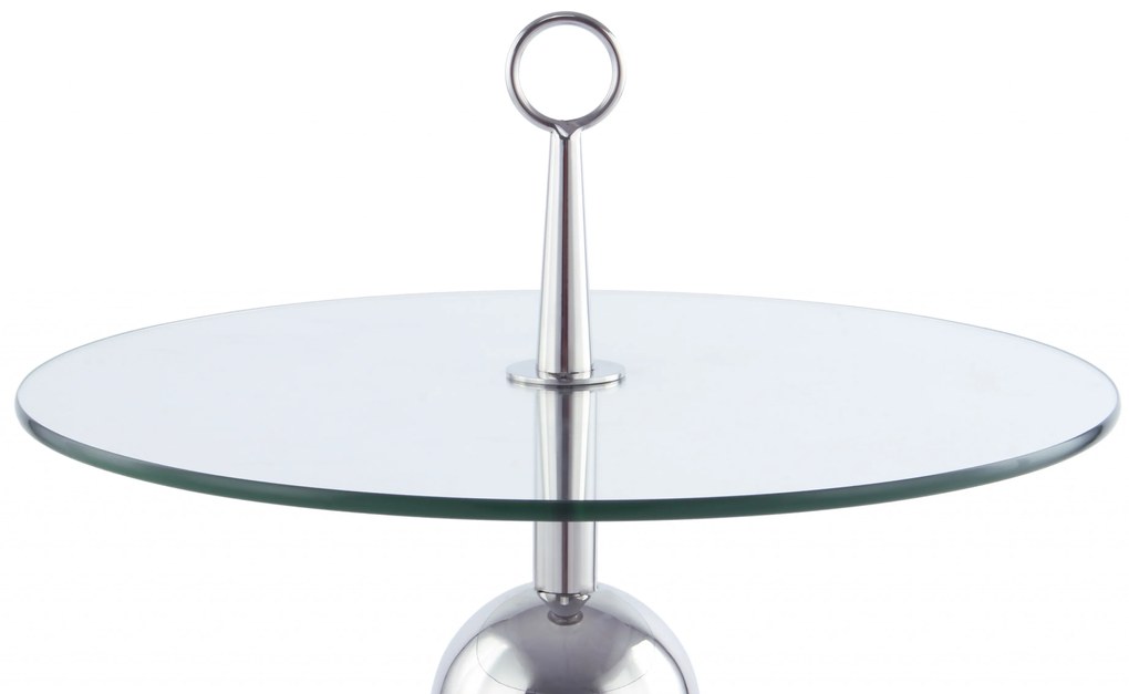 Măsuță de cafea rotunda din sticla 70 cm argintiu